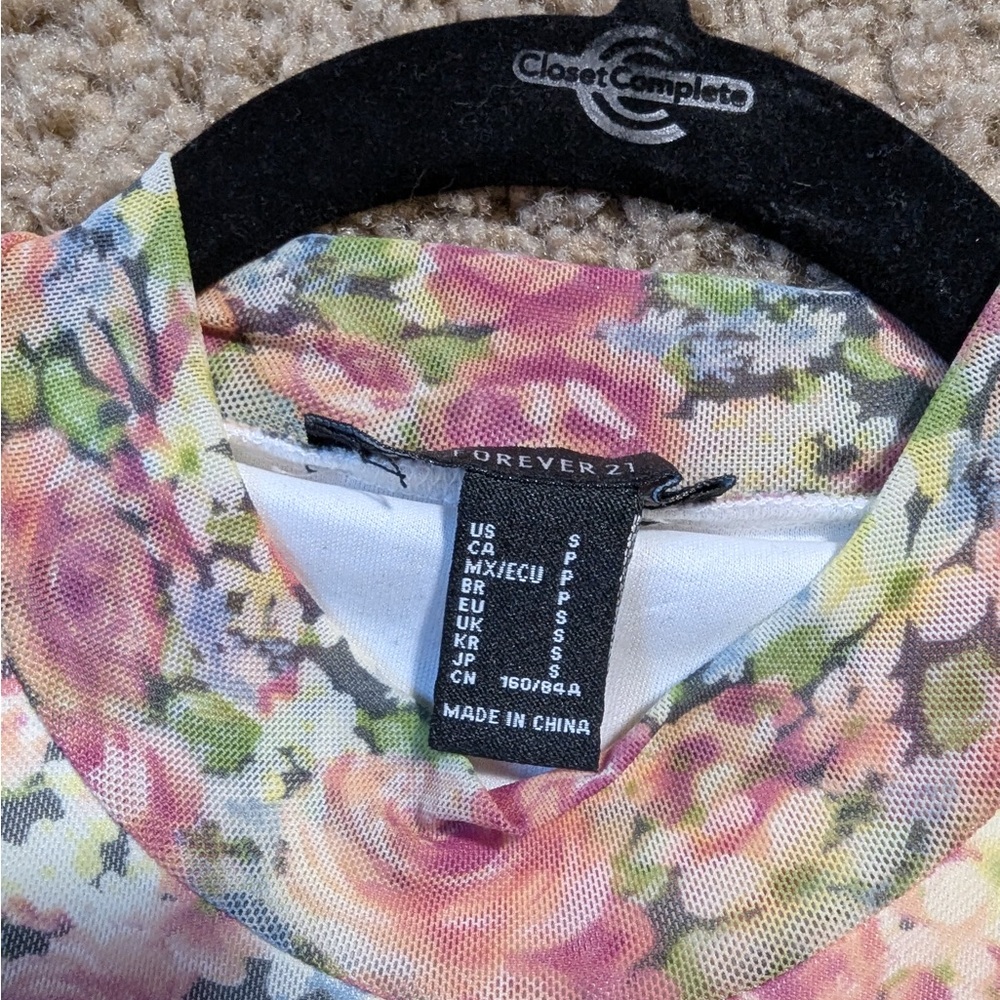 Forever 21 Pink and Green Floral Long Sleeve Dress - Picture 2 of 2